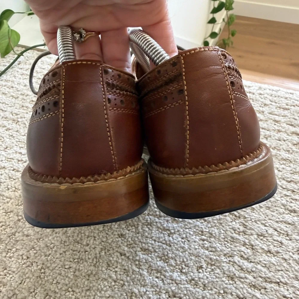 Vintage‎ Foundry Co Brown Leather Wingtip Brogue Oxfords Lace Up MEN 8 TWEED